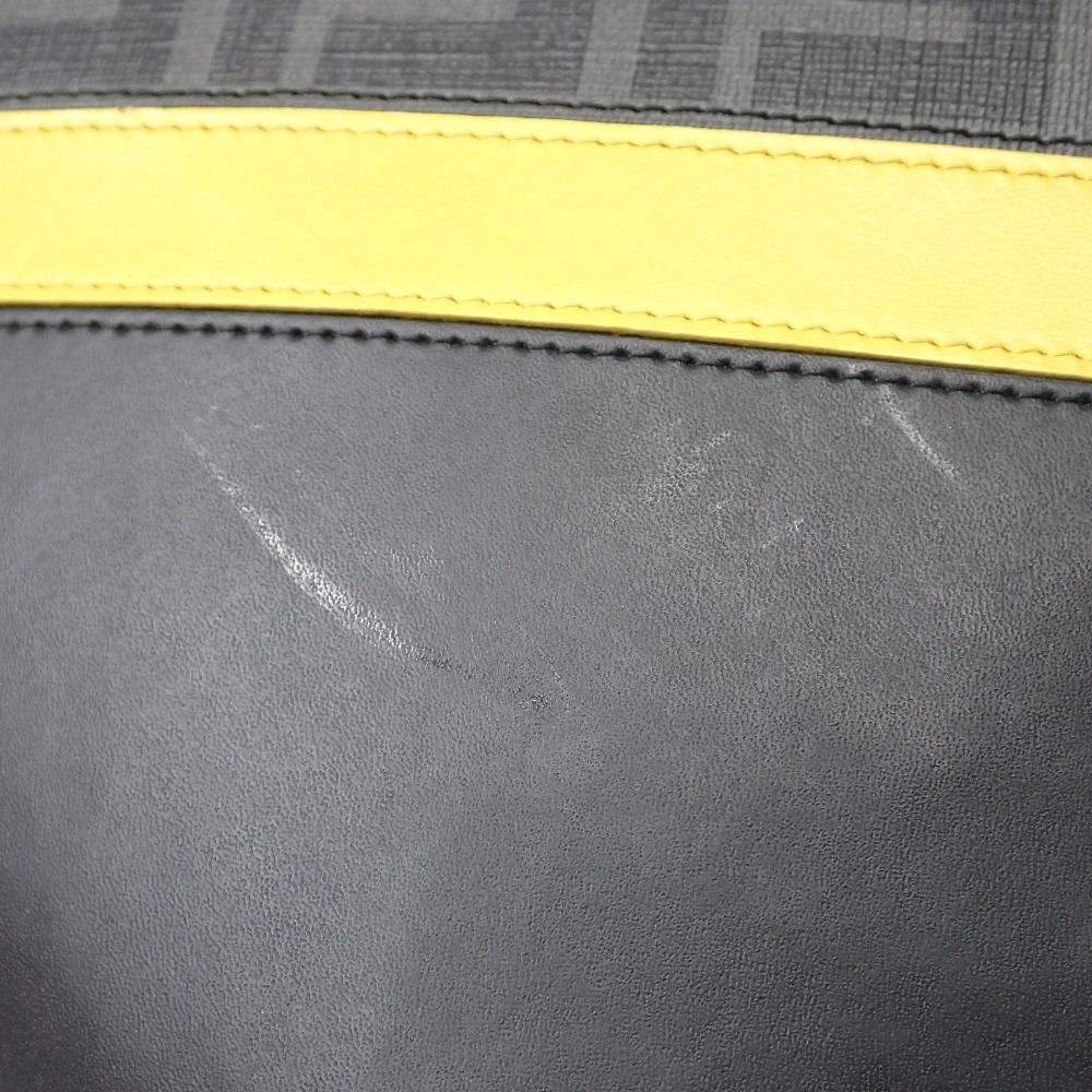 FENDI FF Logo Monogram yellow stripe Leather Clutch Bag Men Pouch 7N0110-A9XS