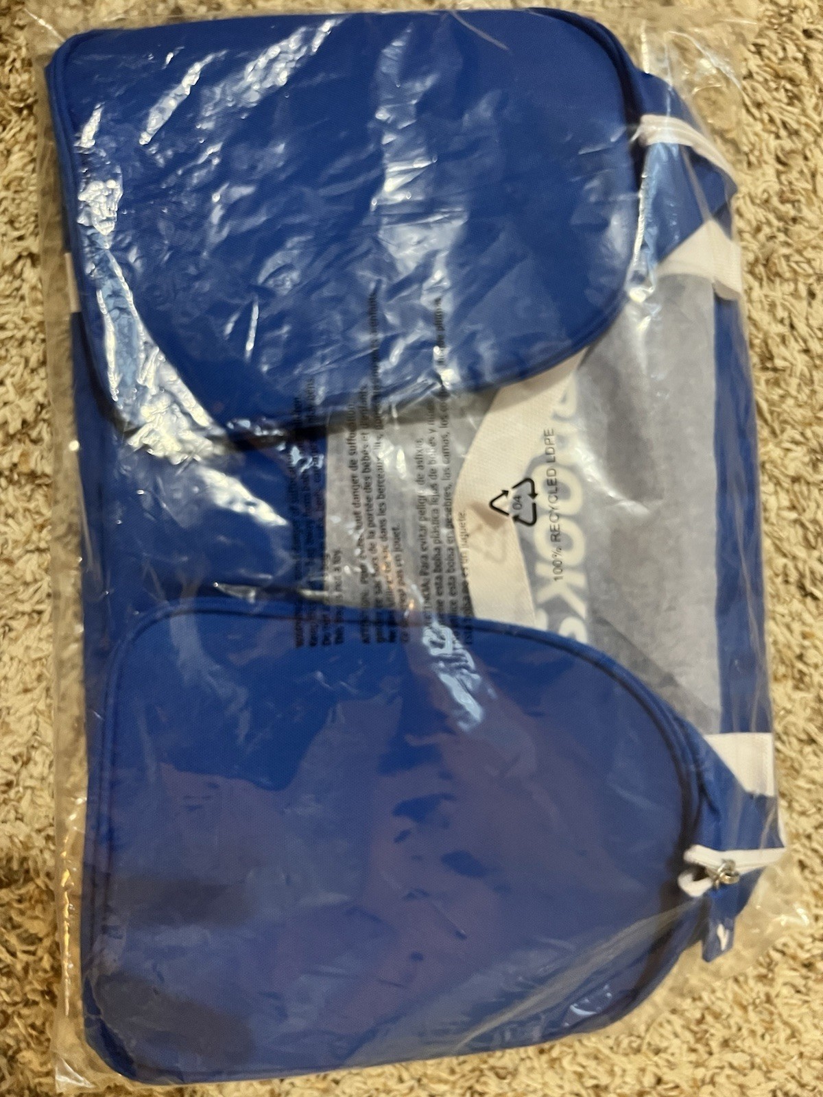 Brooks Running Shoes Blue White Zippered Canvas Gym Duffle Bag Nylon Top Straps