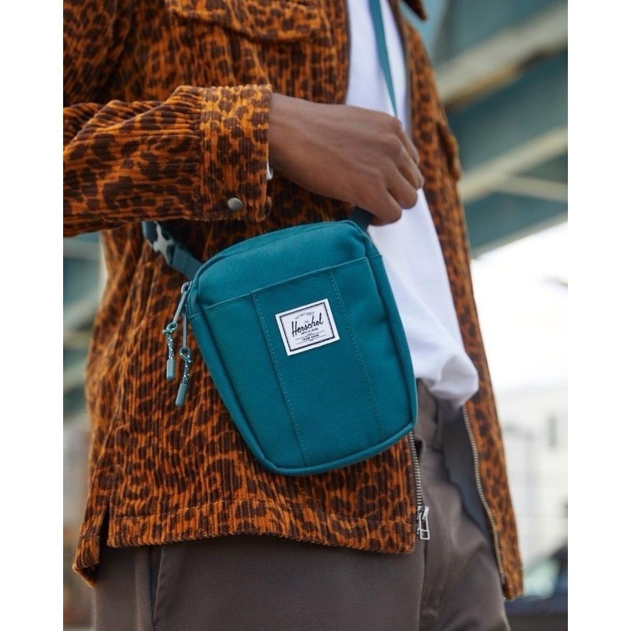 Herschel Supply Co. Cruz Mini Crossbody Bag Canvas Fabric Teal Blue