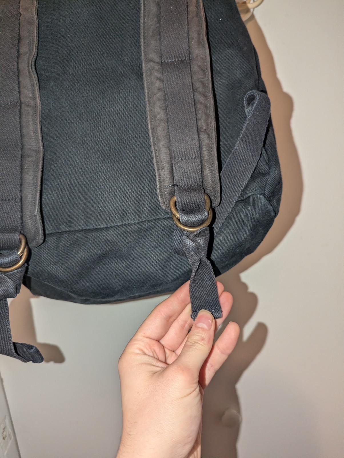 Filson Ranger Backpack Black Rugged Twill Leather Trim Tin Cloth Logo