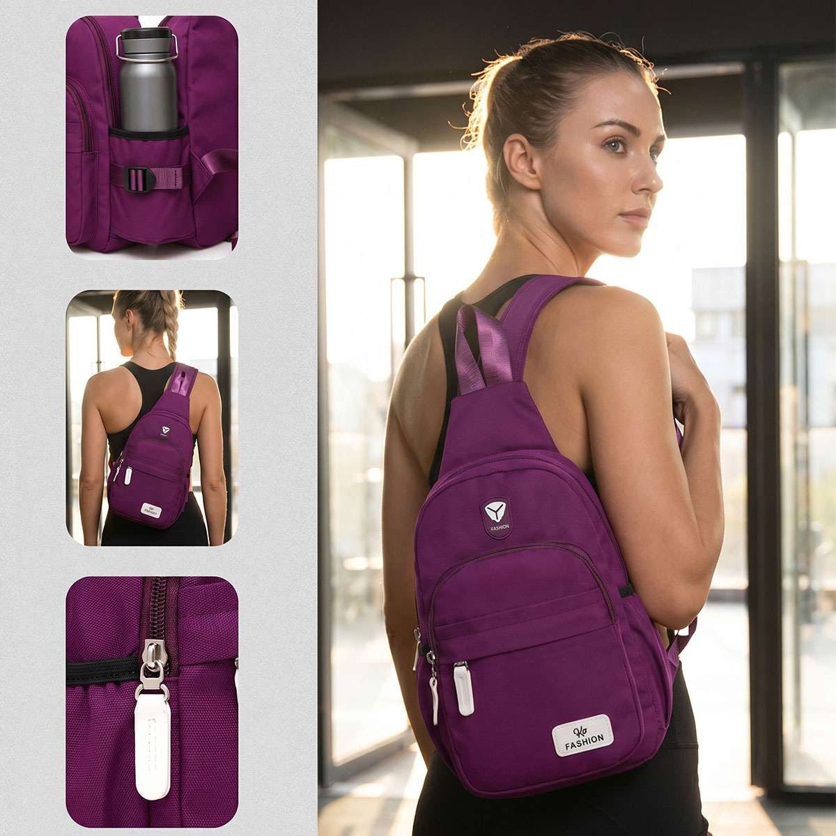 Men Women Nylon Crossbody Shoulder Cycle Sling bag Chest Daily Travel Backpack