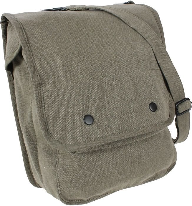 Olive Drab Vintage Map Case Shoulder Bag Canvas Map Bag w/ Shoulder Strap