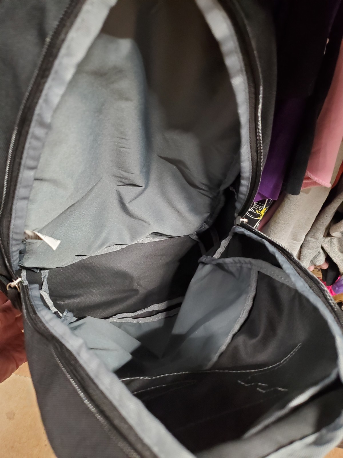 NIKE Sportswear NSW Hook & Loop LOGO Patch Black Gray Day Book Bag Backpack EUC