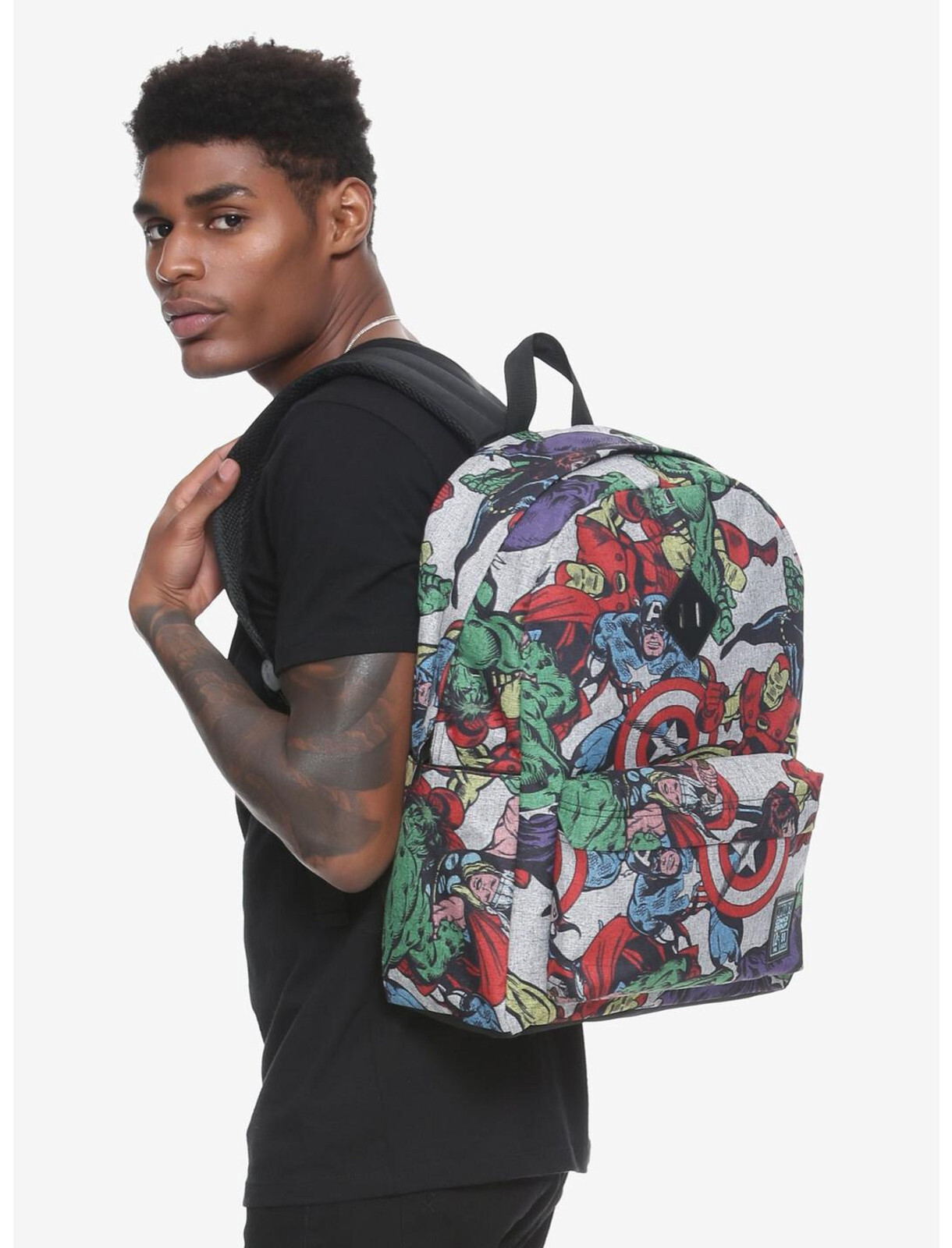 Disney Marvel Avengers Comic Book Characters Print Backpack Book Bag 12×18 NEW