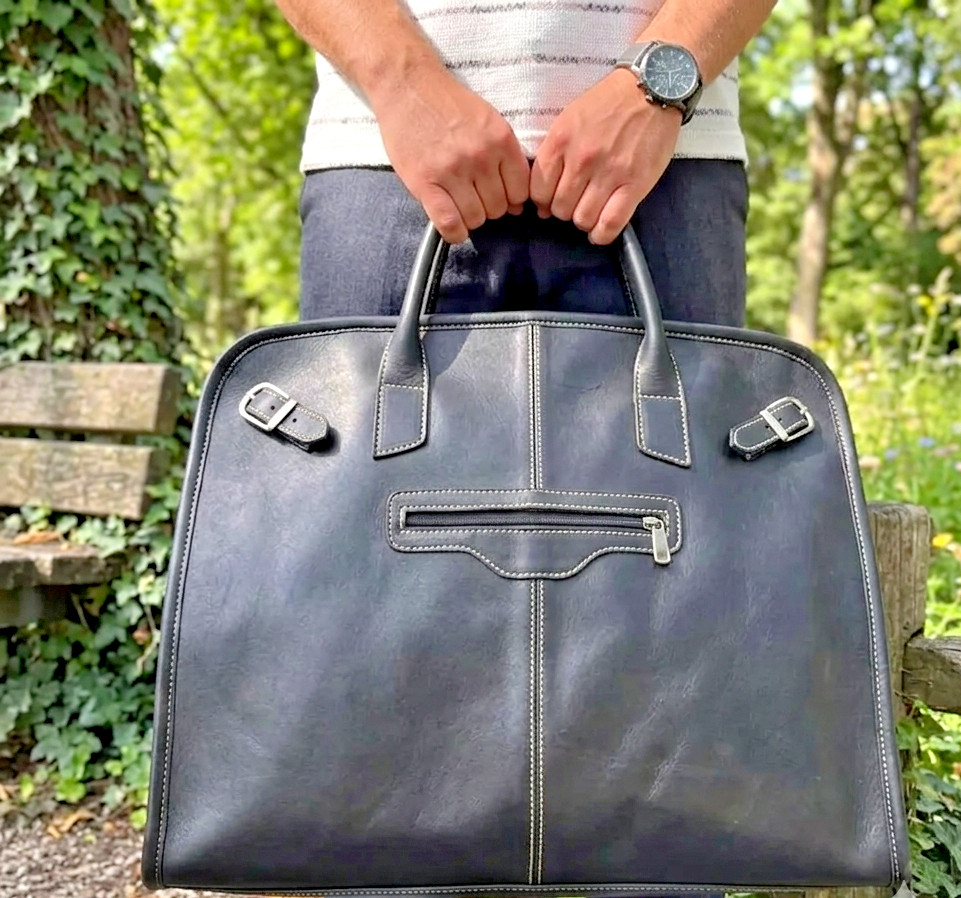 Handmade Genuine Leather Travel Bag Large Overnight Weekender Duffel Black