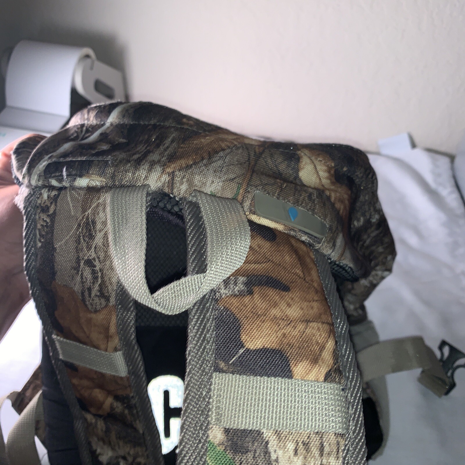 Caterpillar CAT Tree Green Black Orange Camo Back Straps Pockets Rare Backpack