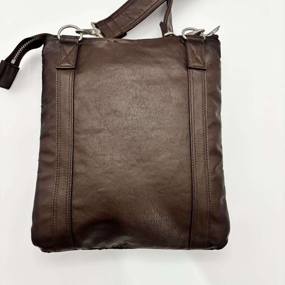Porter Freestyle Brown Leather Shoulder Bag Zip Crossbody Japan 26x22cm B