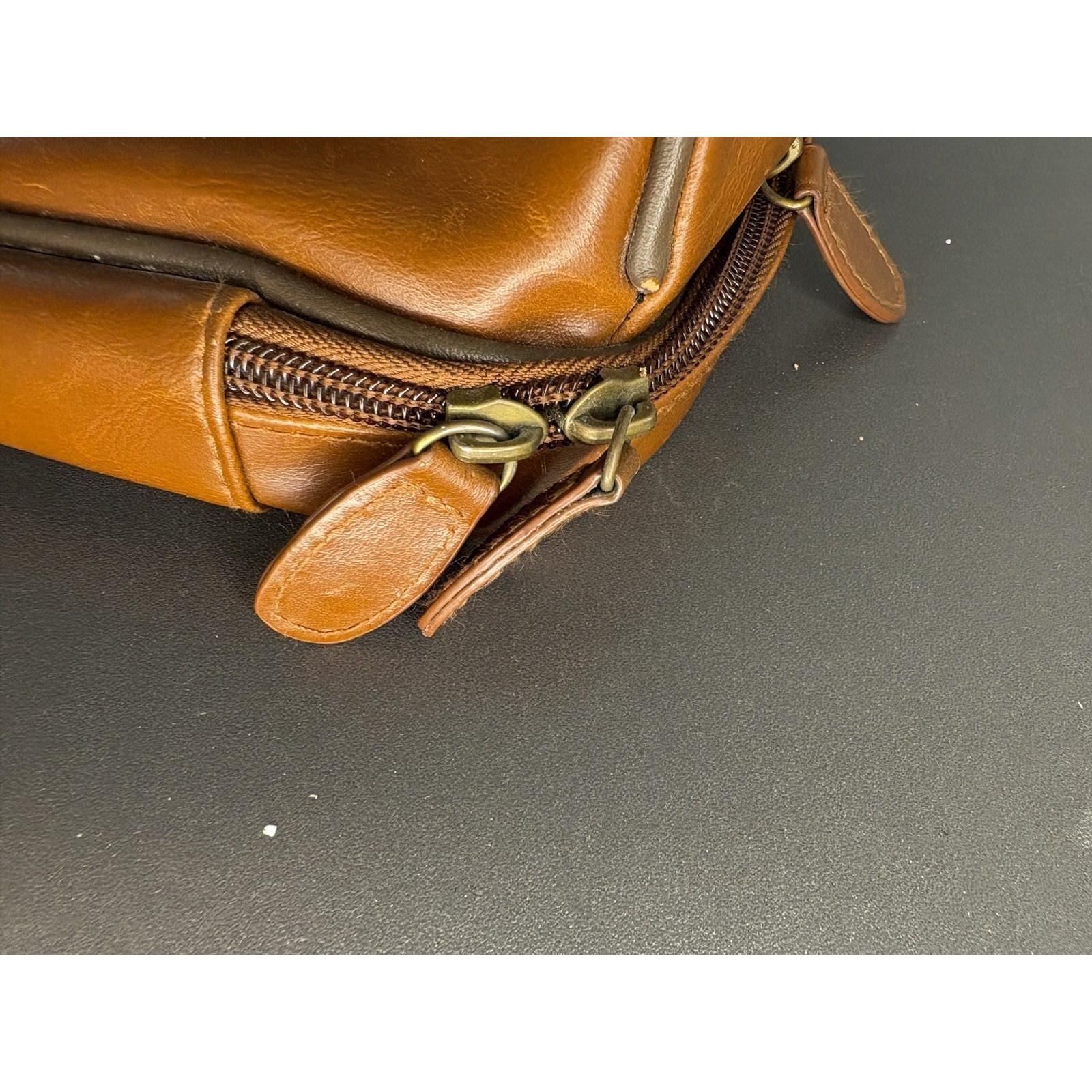 Magellan Brown Leather Accessories Bag for Men w/ Multiple Useful Compartments