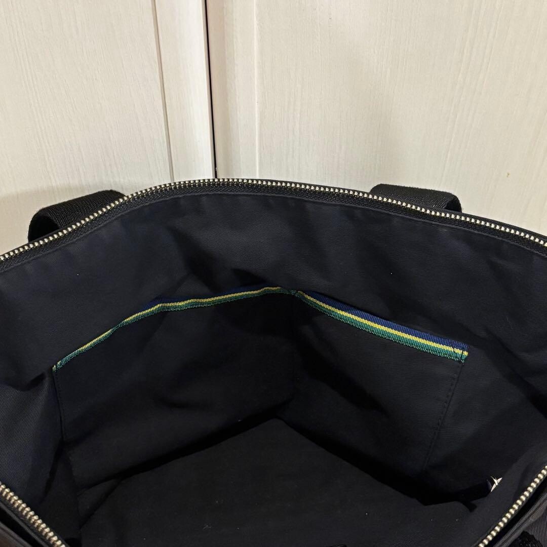 Paul Smith PS Black Canvas Tote Bag Multicolor Stitching Bottom Studs Men NEW