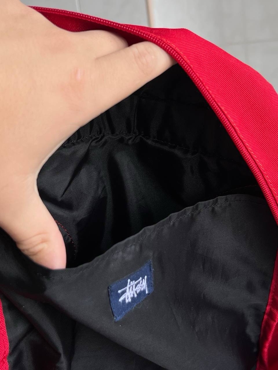 Vintage 90s Stussy Backpack Red Double Logo Stussy Streetwear Y2K Skateboarding