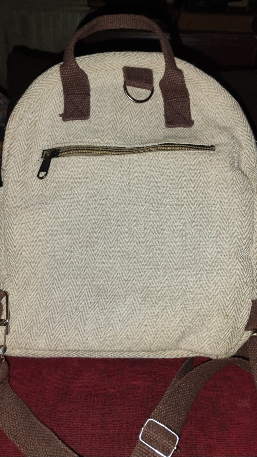 Himalayan Hemp THC Free Plain & Simple Beige 10×11 Handmade Backpack Hippy Boho
