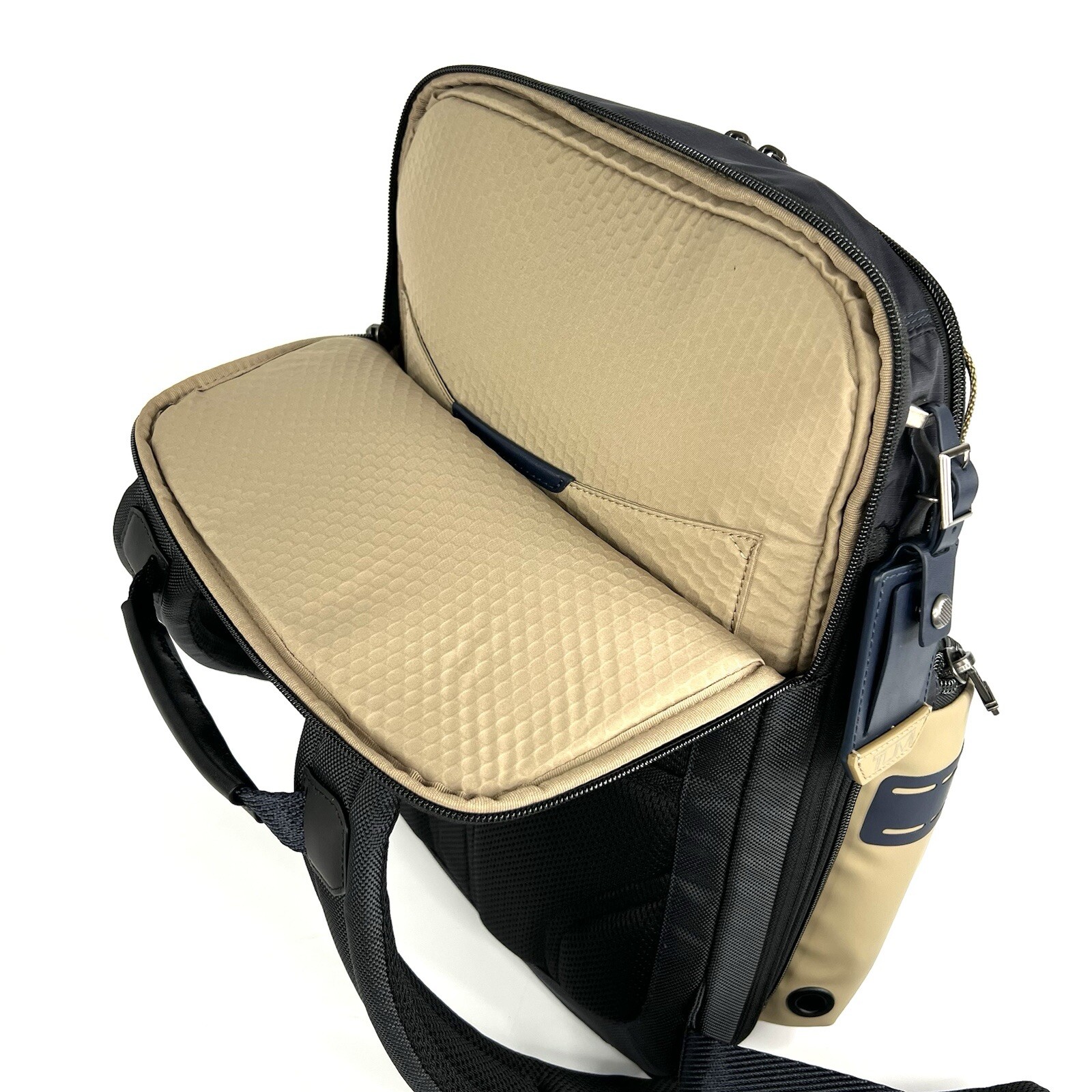 TUMI Navigation Backpack Laptop Business Bag Midnight Navy and Khaki EXPANDABLE