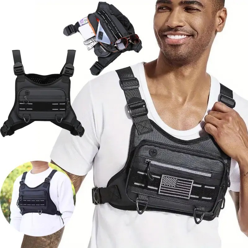 Sport Running Combat Chest Rig Bag Front Pouch Recon Kit Pack Protective Vest