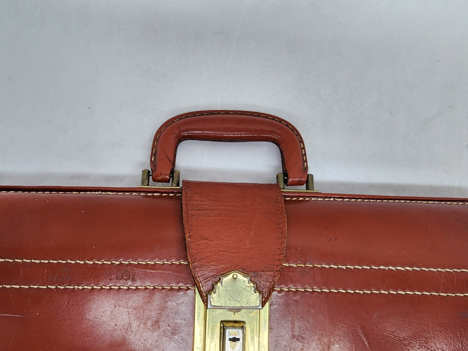 Rexbilt Split Cowhide Briefcase Bag Stay-Open Frame 17 “x 13” Leather Vintage