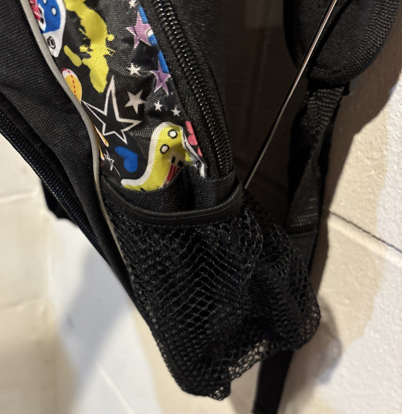 Y Sport Backpack Bag Black Music Theme Side Pockets Top Handle Retro School