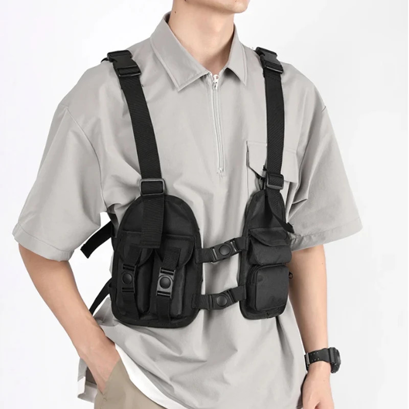 Functional Tactical Chest Bag Exercise Travel Vest Pack Oxford Cloth Vest Storag