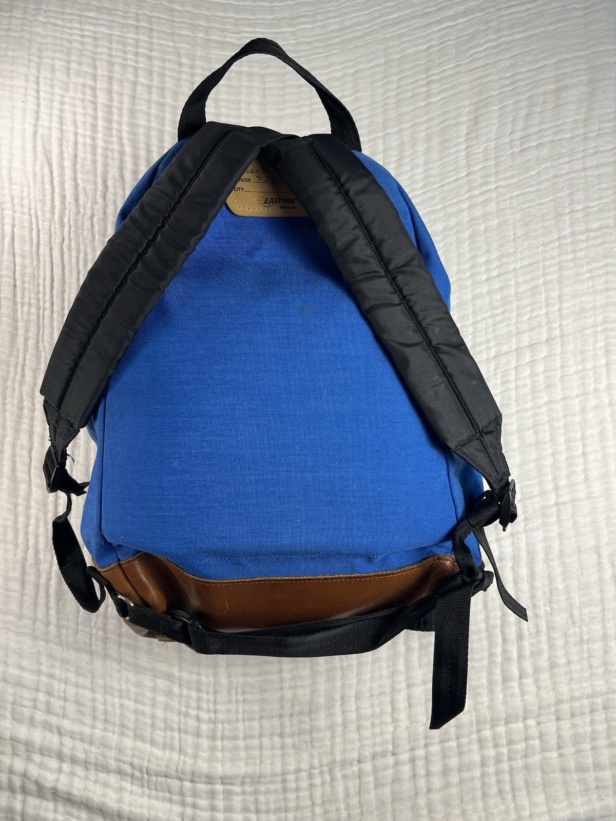 Vintage MARTY MCFLY BTTF Blue 80s Eastpak Backpack USA Made Leather Bottom