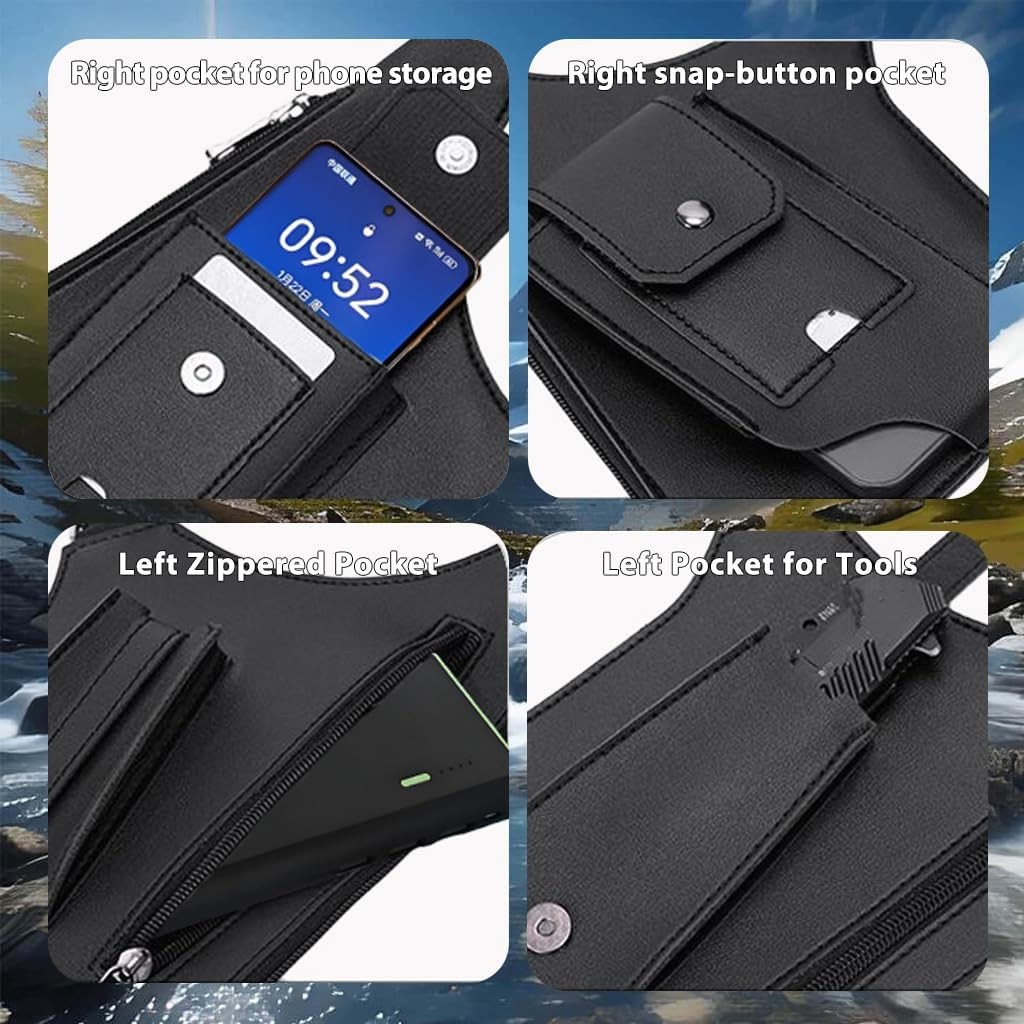 Adjustable Leather Underarm Shoulder Bag for Men with Anti-Theft Pocket