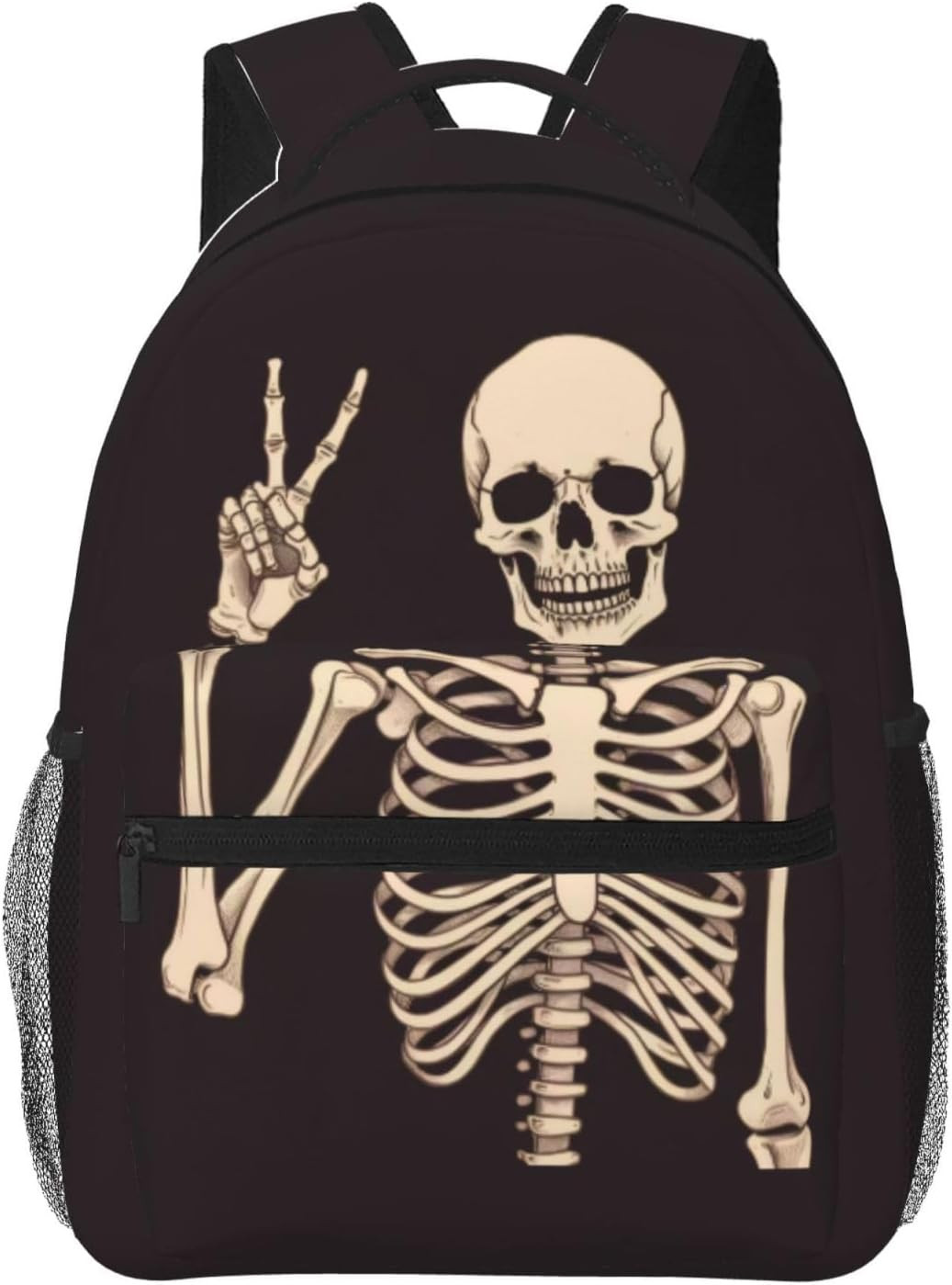 17 Inch Backpack Rock and Roll Skull Skeleton Laptop Backpack School Bookbag Tra