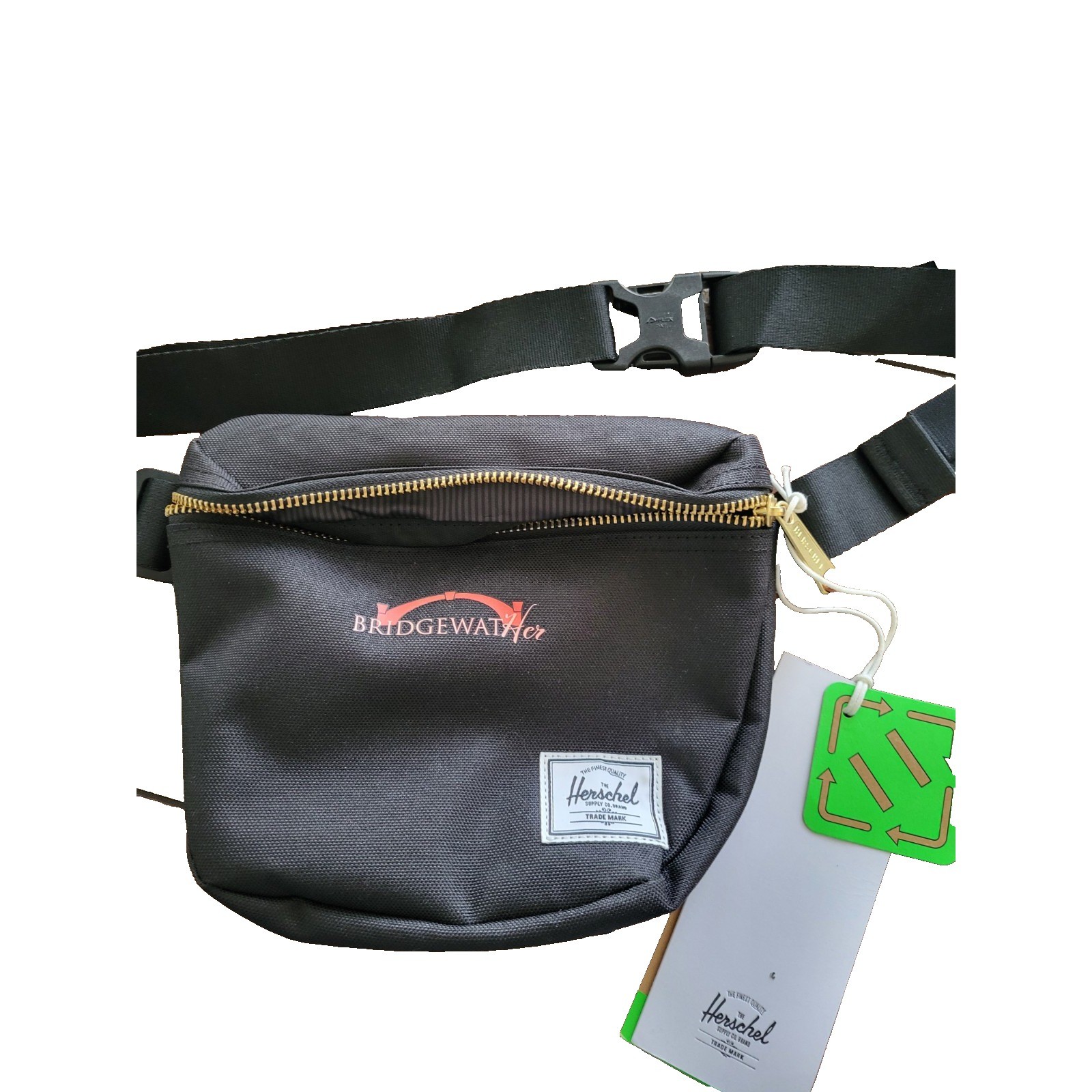 New Herschel Hip Pack Unisex OS Black Recycled Fabric Fanny Pack