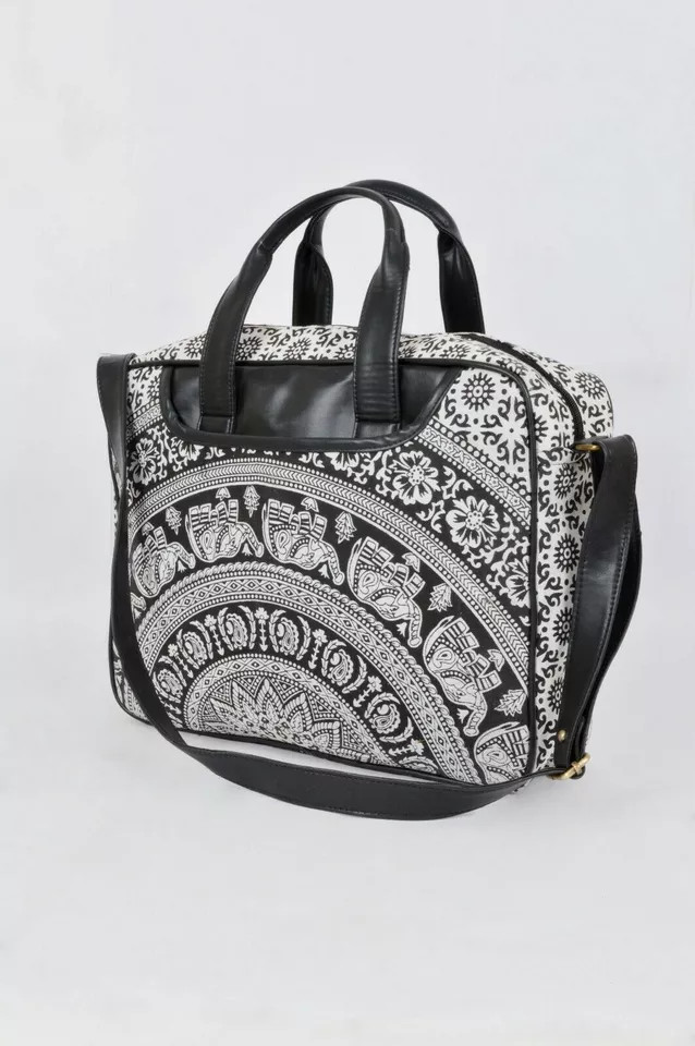 Professional Men’s Leather Looking Mandala Laptop Bag Adjustable Shoulder Strap