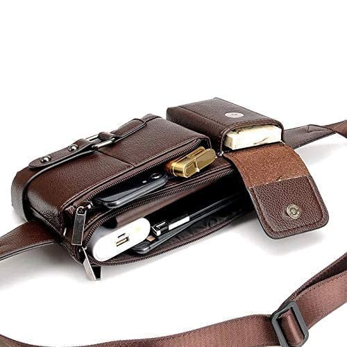 Men’s Leather Sling Bag,Chest Shoulder Backpack, Water waterproof Crossbody B…