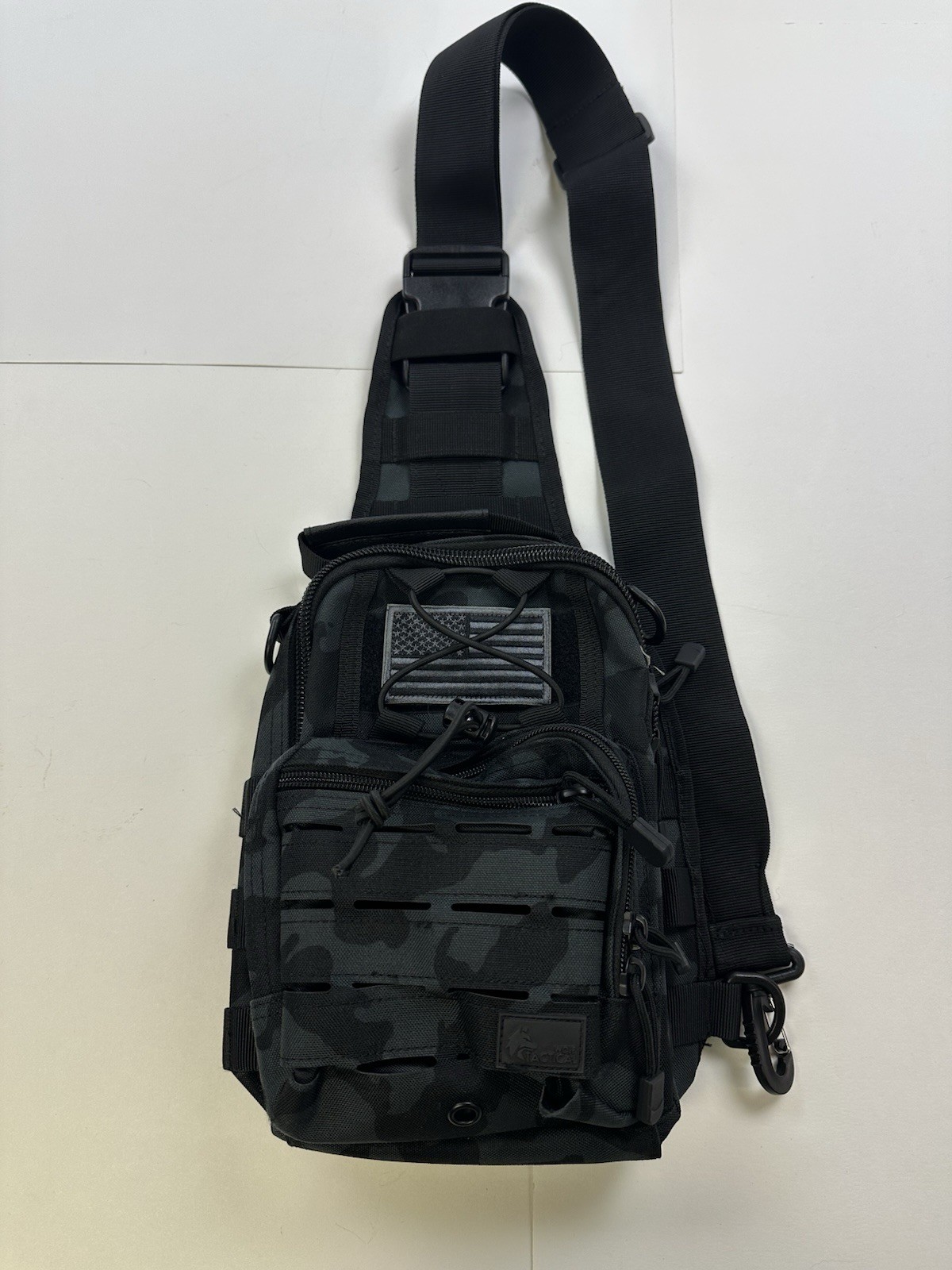 Wolf Tactical Sling Bag Black EDC Compact Shoulder Pack Messenger Bag Black Camo