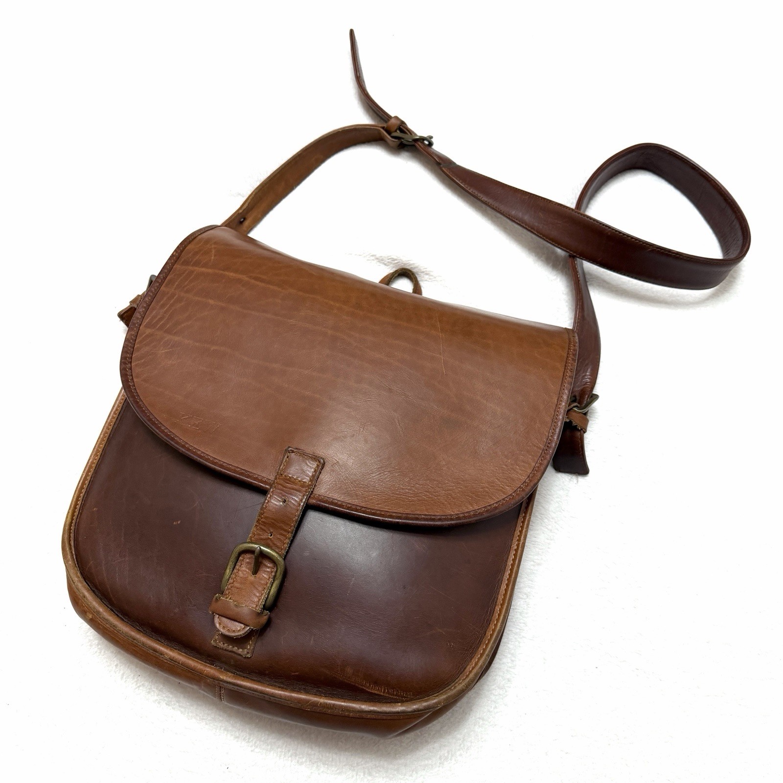 Joseph Hanna New York Handmade Brown Leather 11.5” X 13” Messenger Crossbody Bag