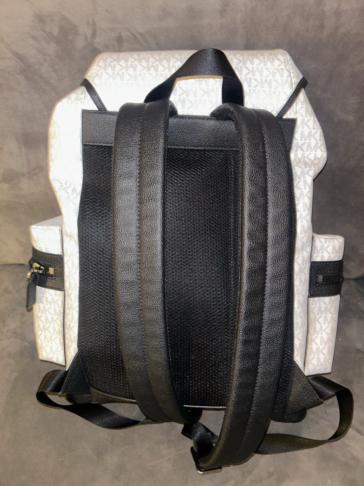 Michael Kors Cooper Logo Backpack Bright White Men’s Buckle Straps Side Pockets