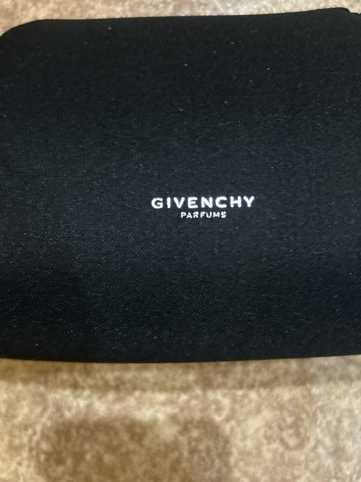 Givenchy Parfums Small black Pouch toiletry travel cosmetic Mesh Sides Bag NWOT