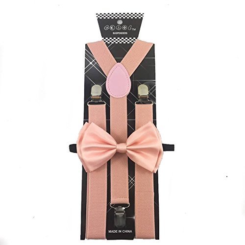 Blush Peach Pink Wedding Suspender and Bow Tie Set Wedding Prom Suspenders Blush