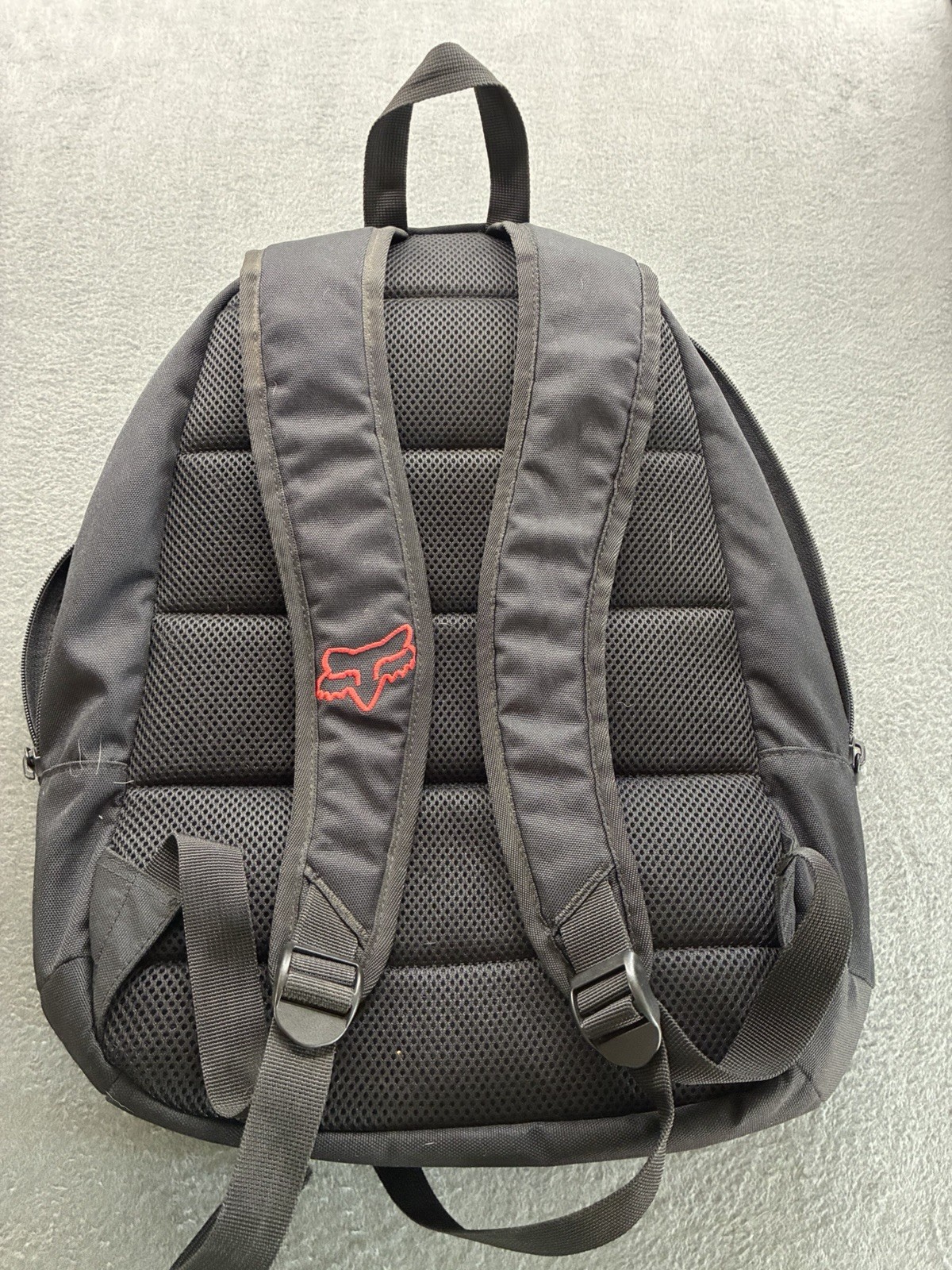Fox Colorblock Backpack Black/Brown/Red Zip, Adjustable Strap, Pockets