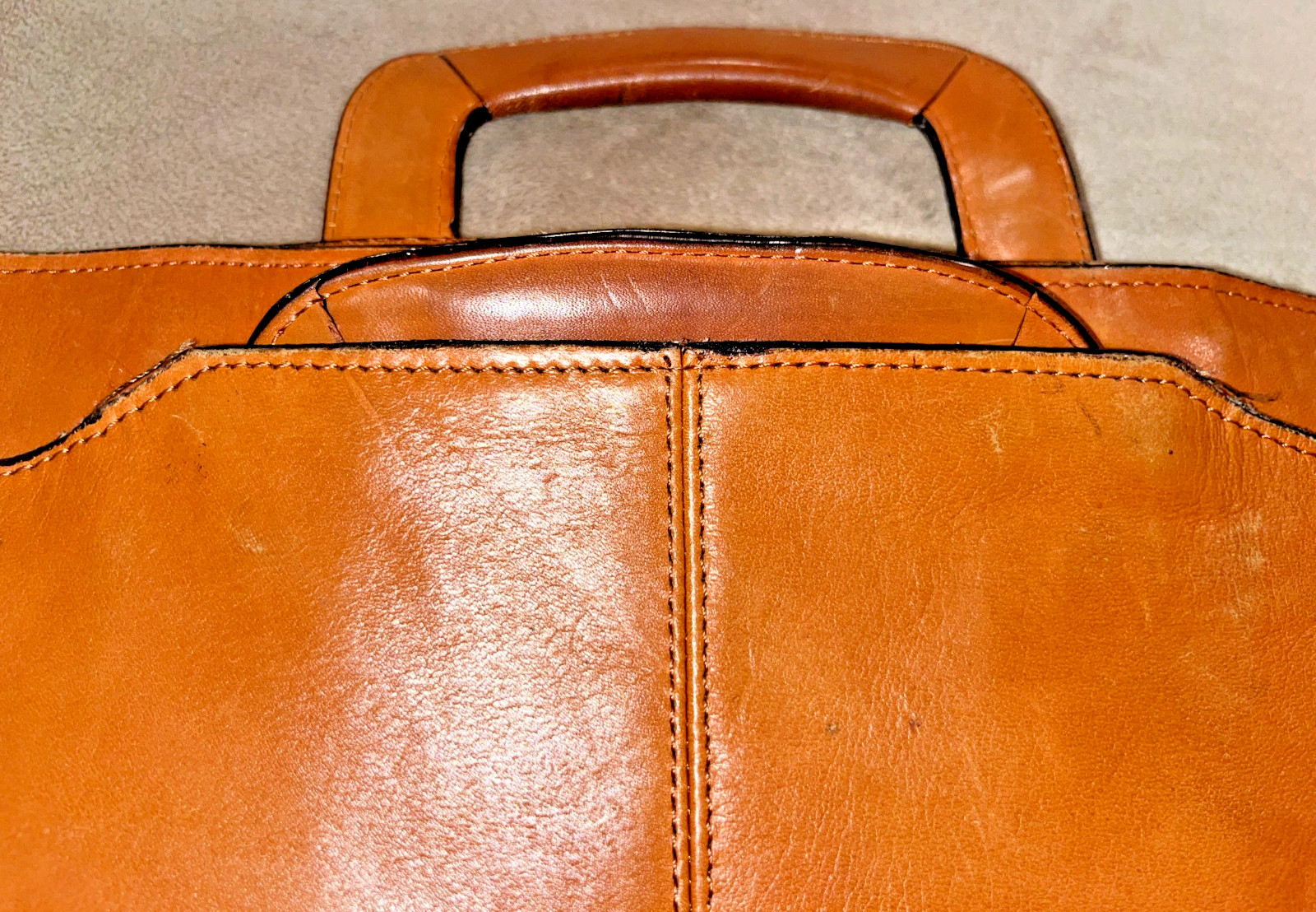 VTG London Fog Honey/Cognac Leather Briefcase Attache Bag Patina USA RARE