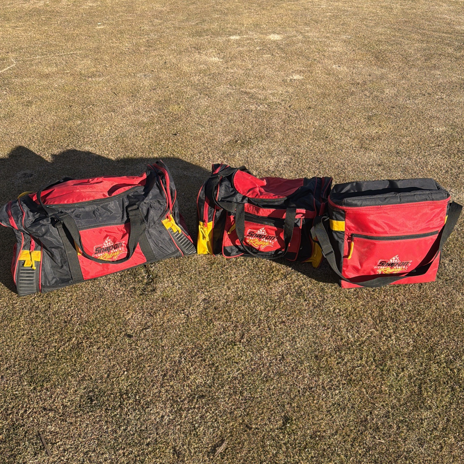 Snap On Racing Tools 3pc Matching Duffle Gym Bag Set and Cooler Vintage 1990s