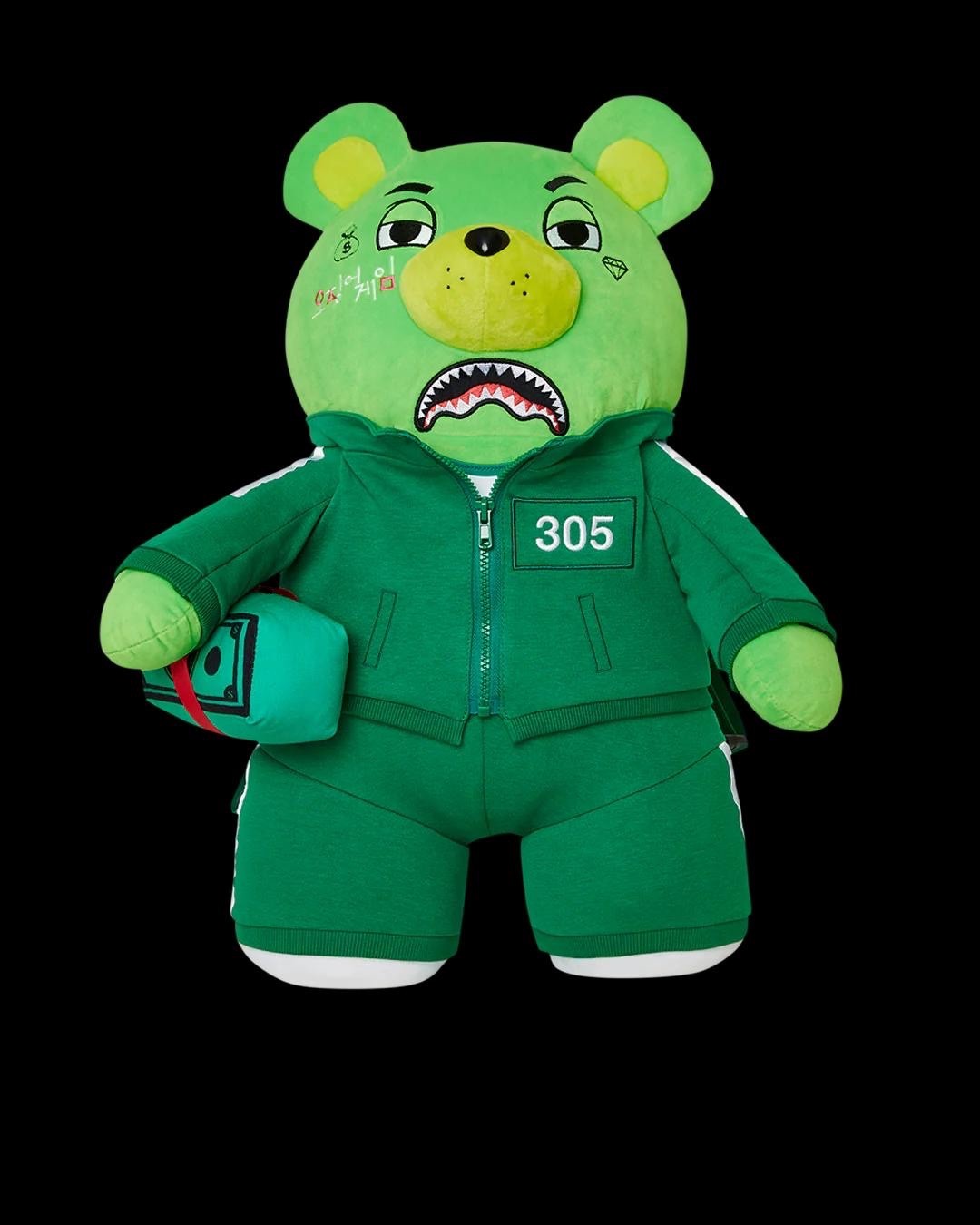 Sprayground Squid Game Contestant Money Bear Backpack🔥New Green Teddy Bear Bag