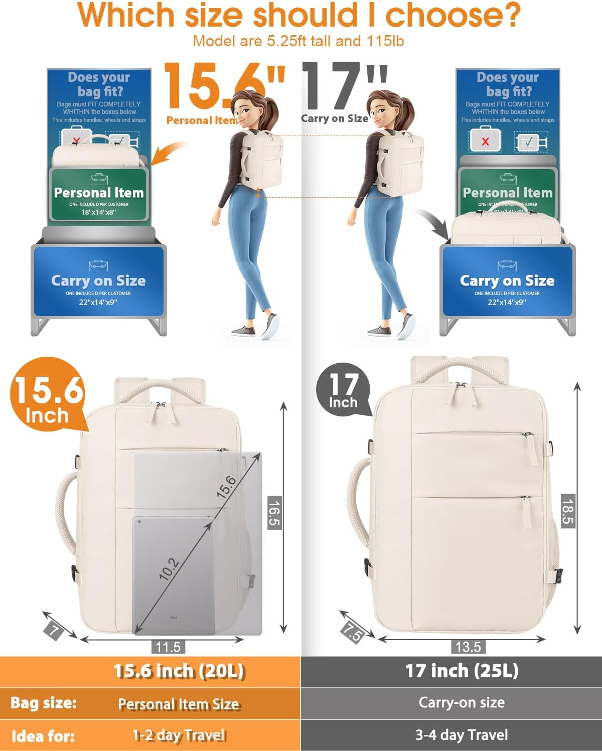 Travel Backpack for Women Men Waterproof Laptop Backpack Airlines Approved Carry