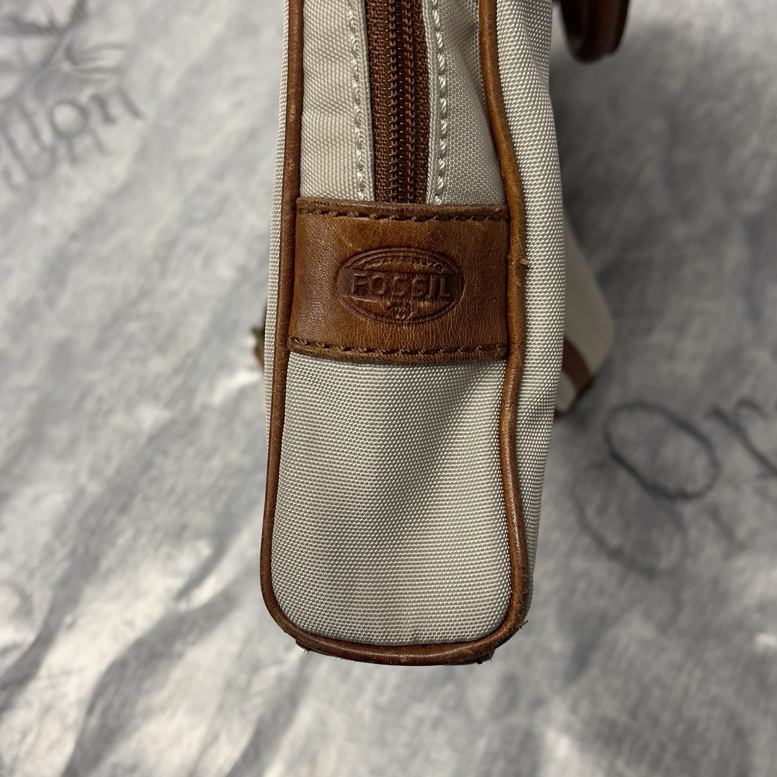 Fossil estate document Messenger Bag Shoulder Bag Leather Handles Twill Leather