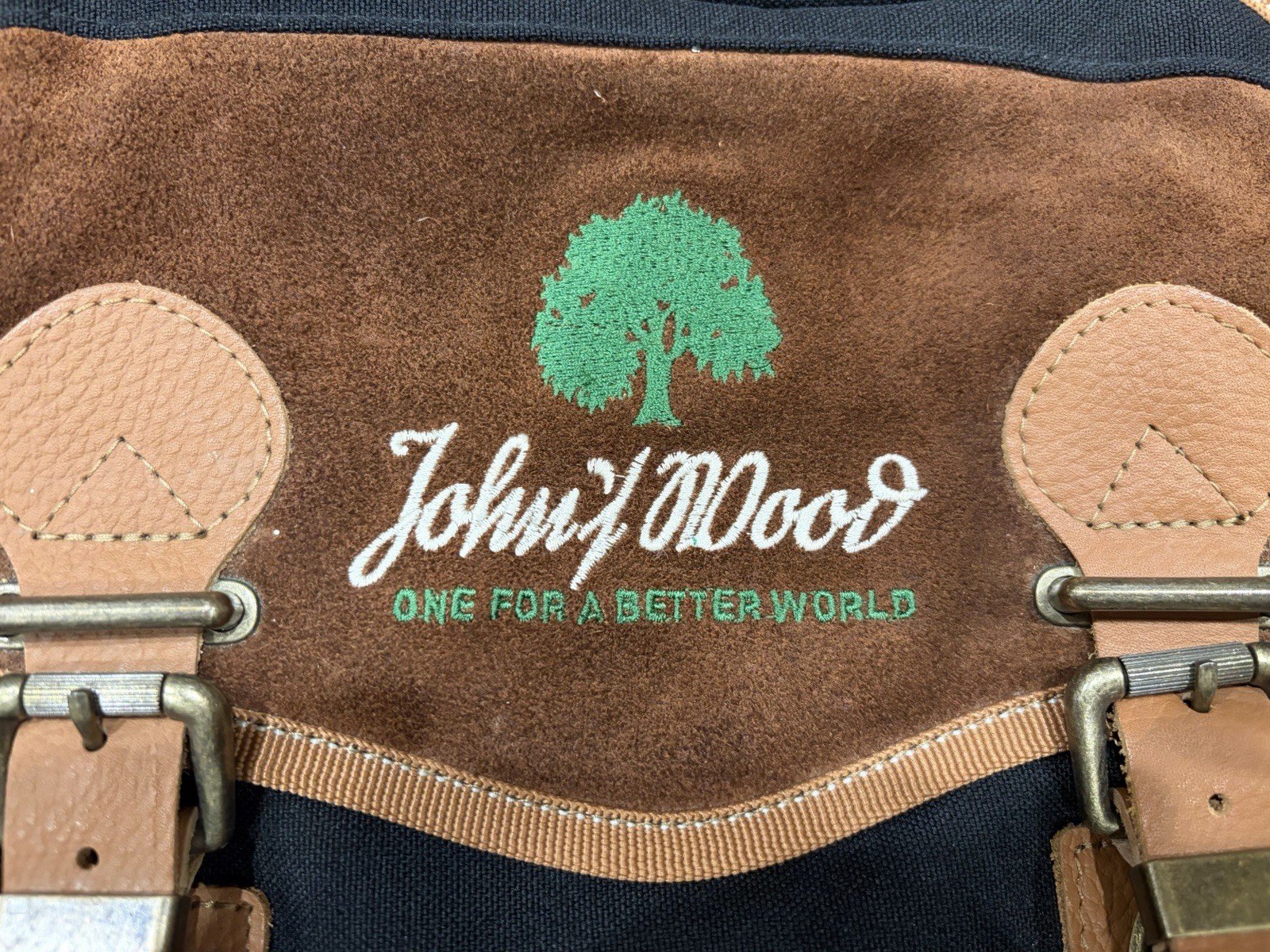 Black & Brown Backpack, Leather & Canvas, by John’s Wood In Germany, Men Women