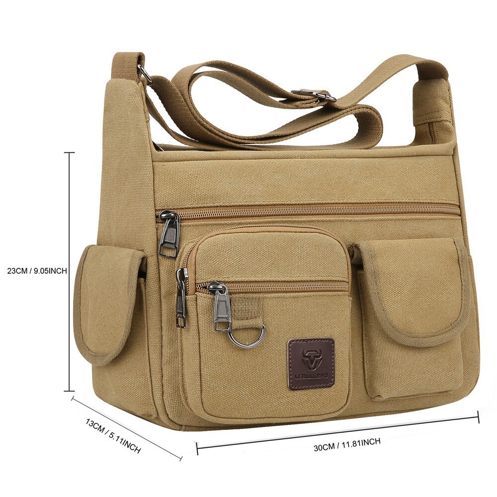 Men’s Canvas Crossbody Bag Vintage Messenger Satchel Casual Daypack Shoulder Bag