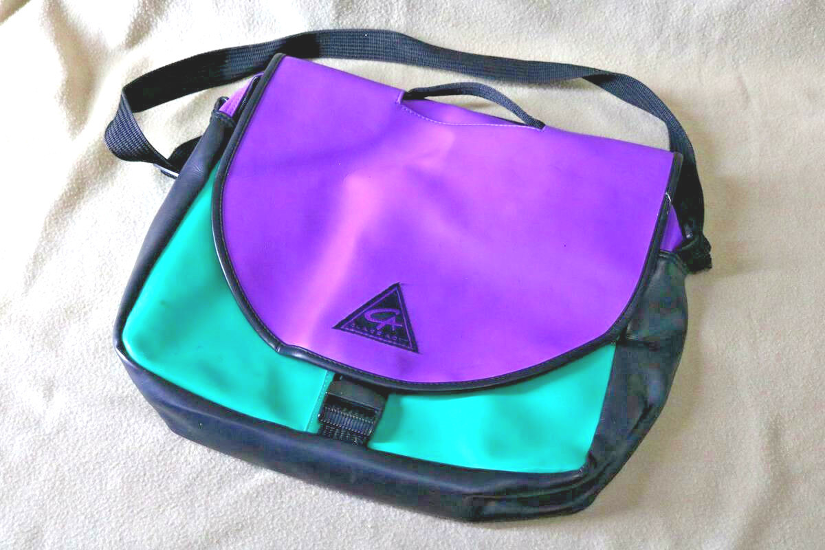 Shoulder Tote bag PINK Purple Teal Green Miami Tropica 80s Retro COLOR Nice GY