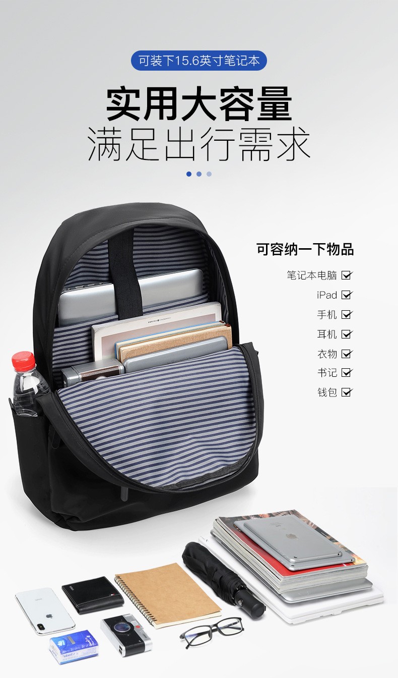 Waterproof Multi-Pocket Casual Backpack Strap School Travel Daypack 3 Colors