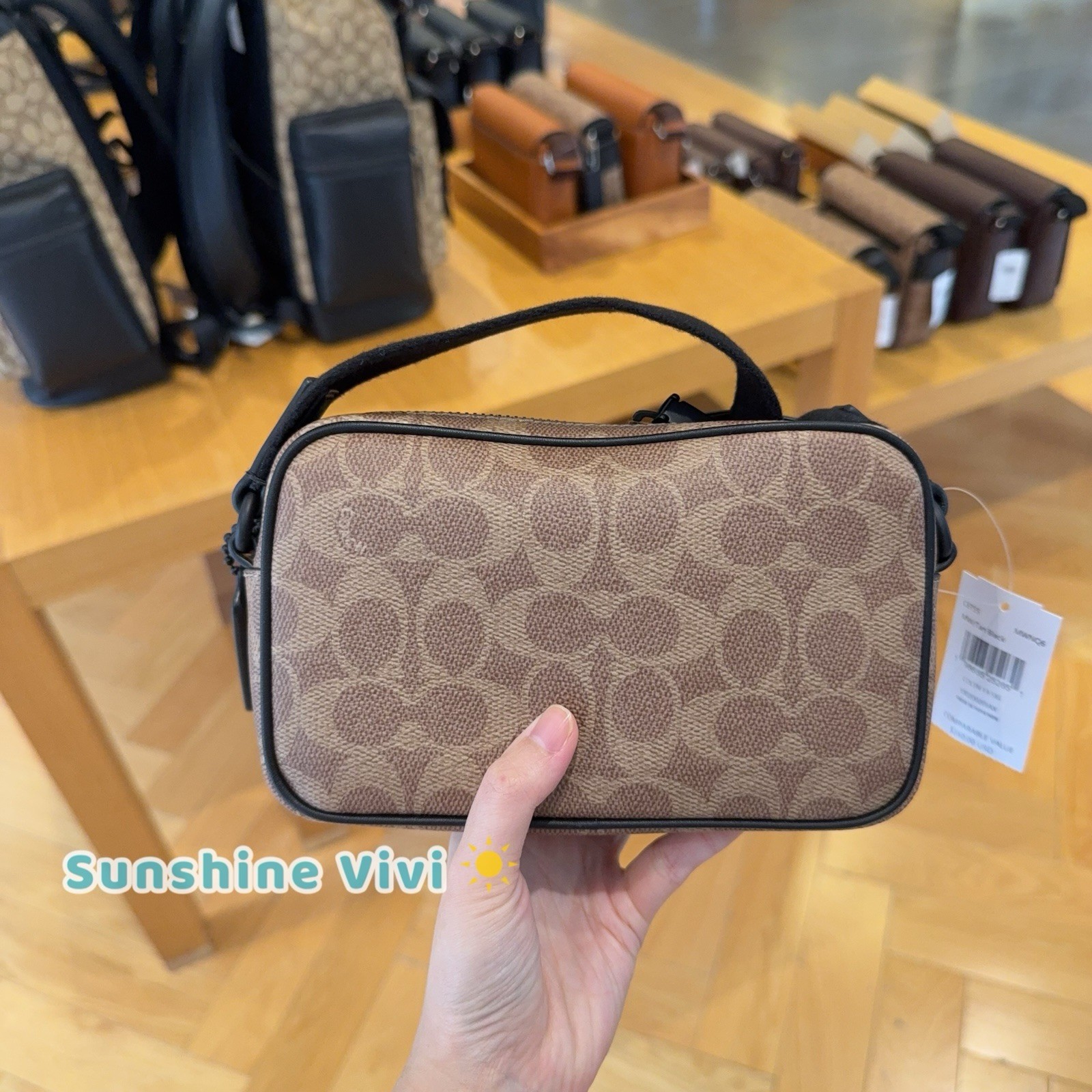 NWT Coach Colton Crossbody Bag 19 In Signature Canvas CET55 Tan Black