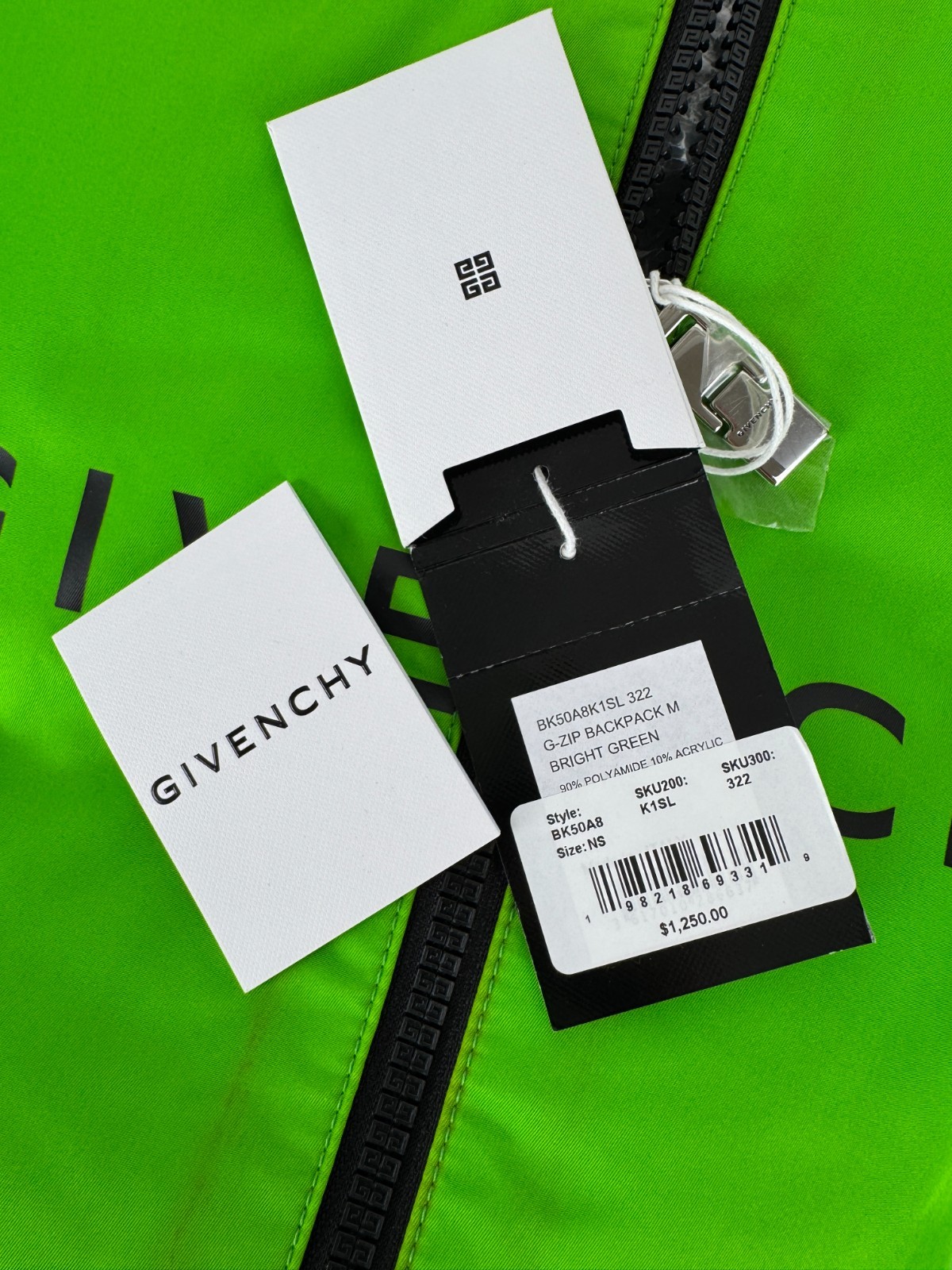 $1,250 Givenchy NWT Auth Green G Zip Duffel Bag Backpack Pockets Handle Adjust