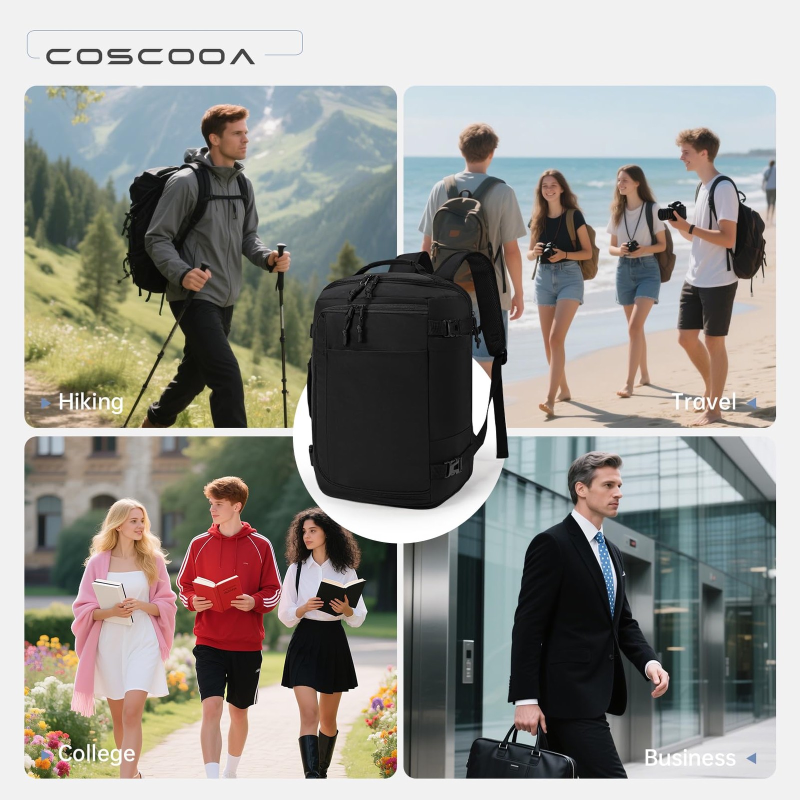 40x30x20cm Travel Bag, Expandable Carry on Travel Backpack 30-35L, 40x30x25cm…