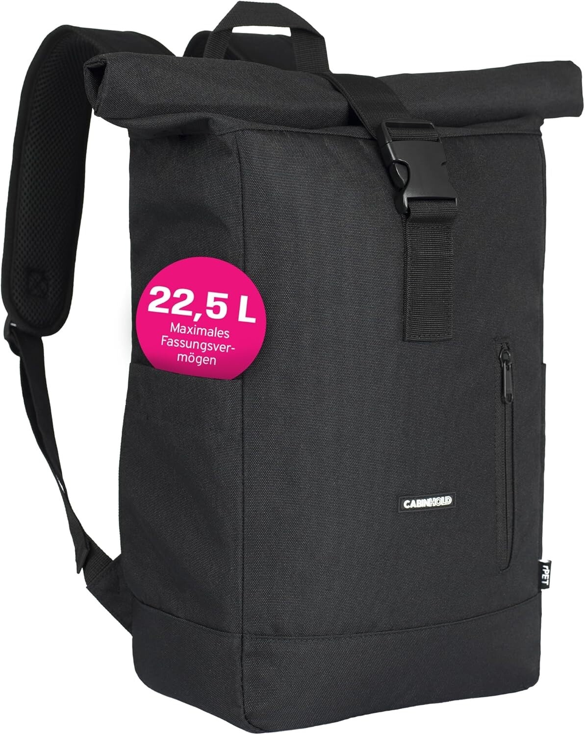 Cabin Bag 40x25x15cm Roll Top Backpack for Ryanair, Wizzair, EasyJet AMS RPET