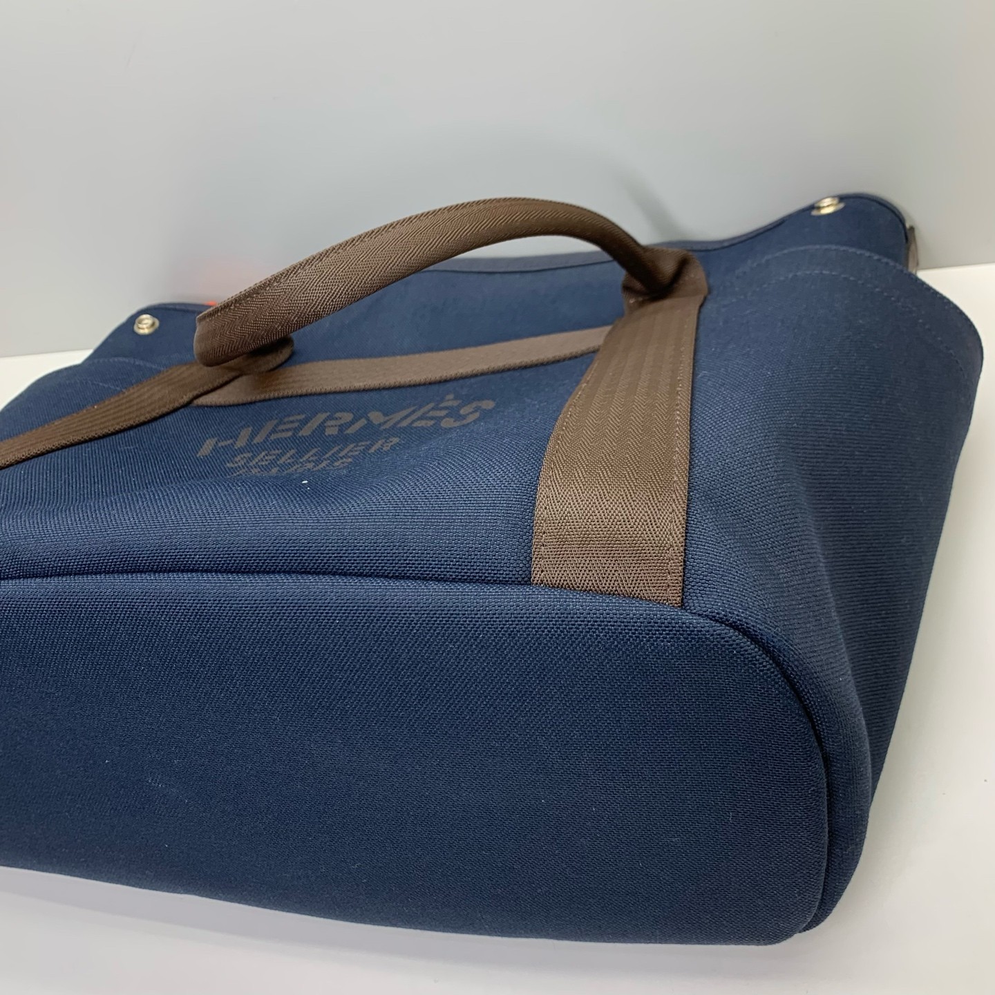 Hermes Pre-Owned Authentic Groom Bag Blue Canvas Crossbody Bag 39x32x16cm