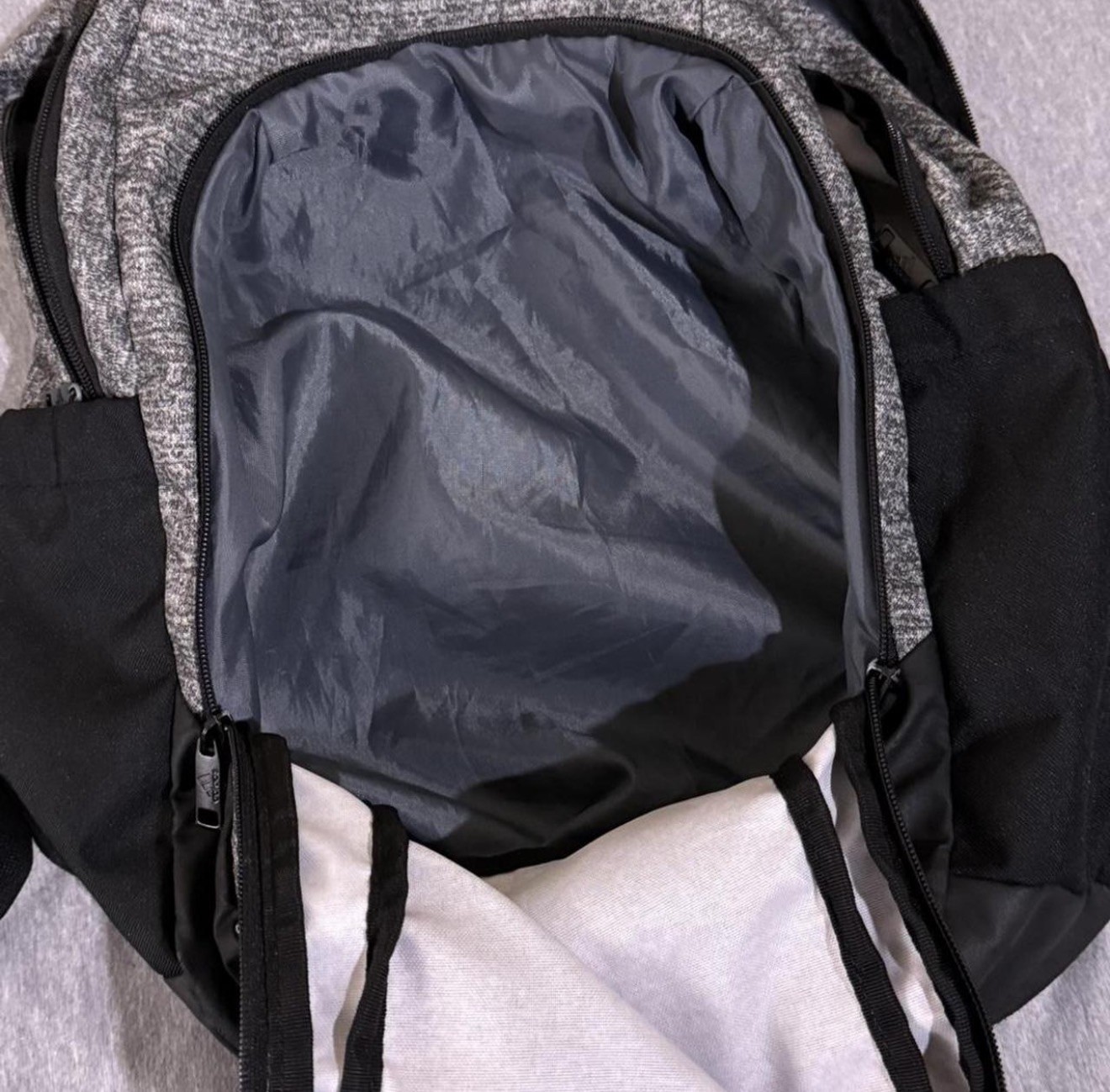 Adidas Defender Backpack, Gray with Black Zipper