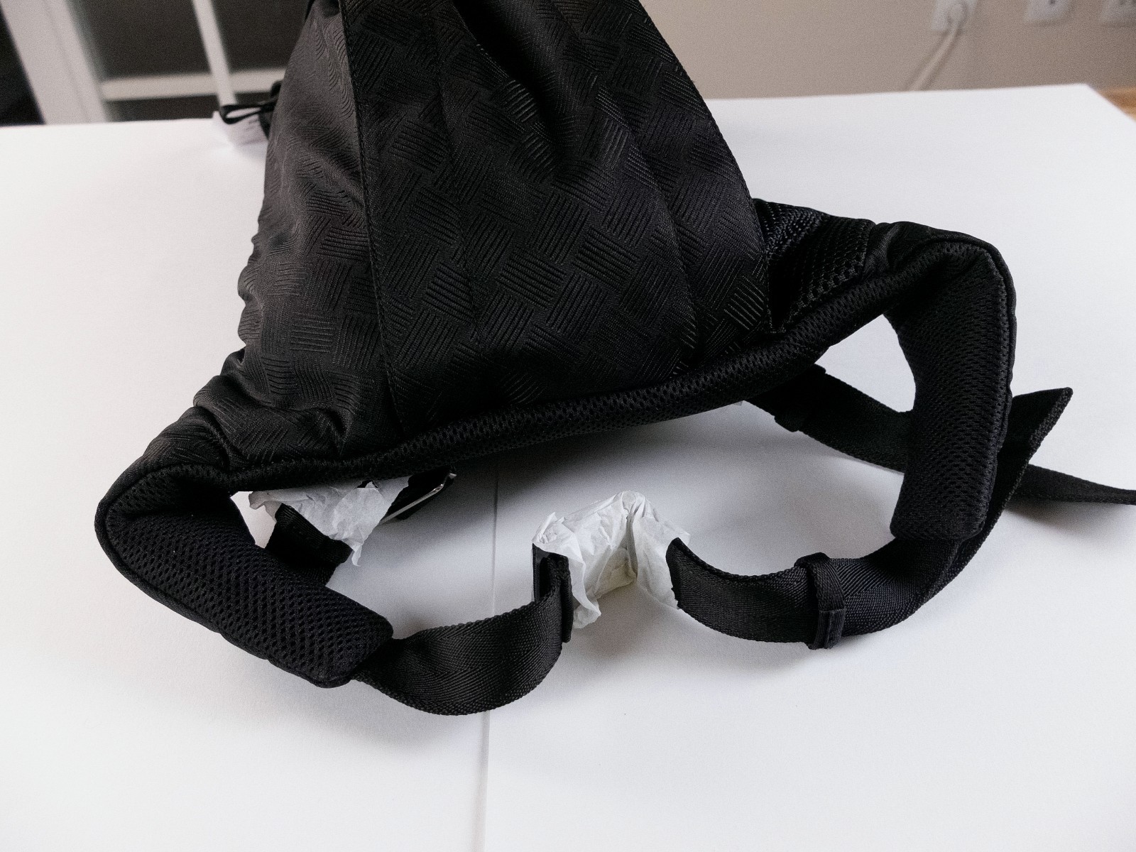 (NO CUSTOMS TAX) BOTTEGA VENETA Rider black intreciato pattern nylon backpack