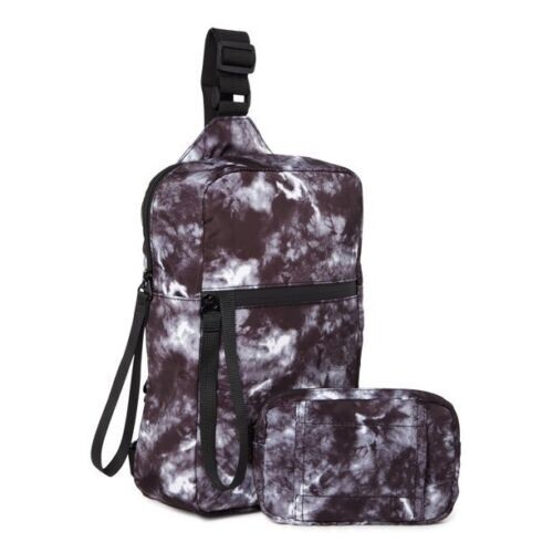 No Boundaries Modular Sling Bag Black and White Tie Dye