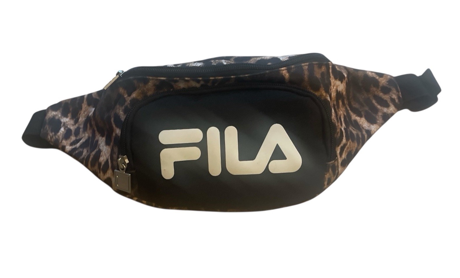 FILA Spell Out Logo Travel Waist Fanny Pack Animal Print Zippered Pockets